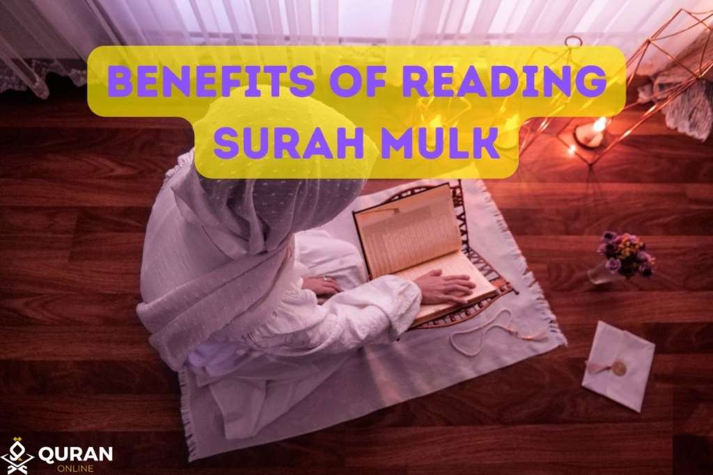 Woman reading quran to show the benefits of reciting surah mulk