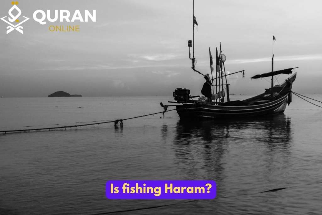 photo of man fishing on a boat to answer is fishing haram